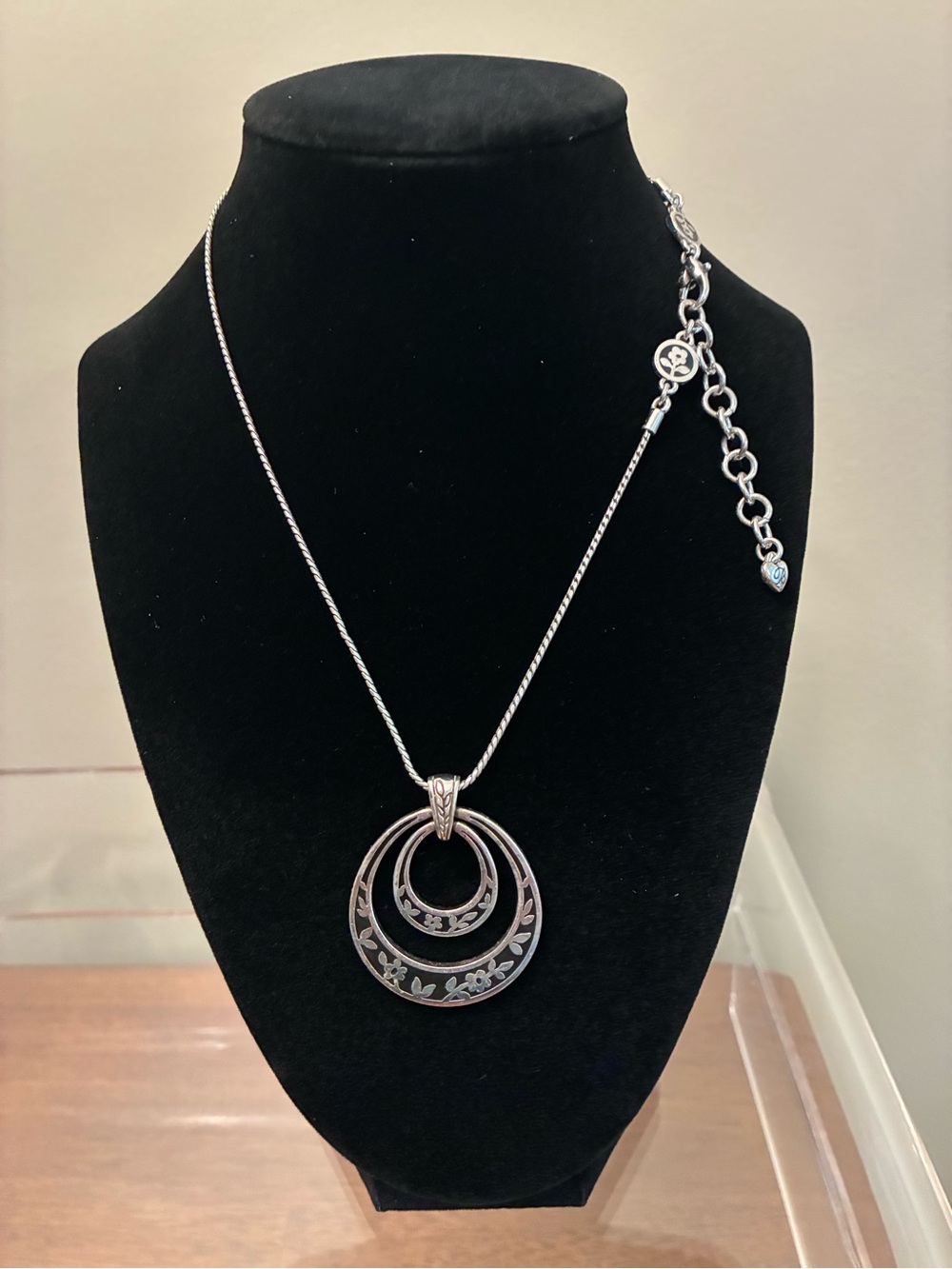 Brighton Silver Double Circle Pendant Necklace - Retired